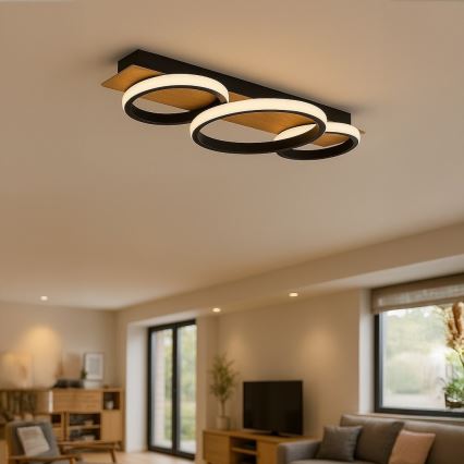 LED таванно осветително тяло ROWENA LED/18W/230V черно/кафяво