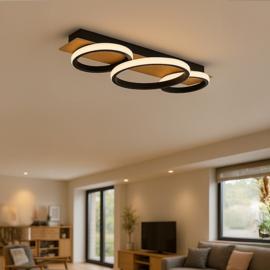 LED таванно осветително тяло ROWENA LED/18W/230V черно/кафяво