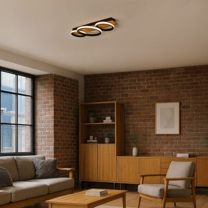 LED таванно осветително тяло ROWENA LED/18W/230V черно/кафяво