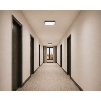 LED таванно осветително тяло WILTON със сензор за движение и здрач LED/24W/230V 4000K 33x33 см черно