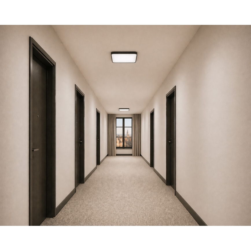 LED таванно осветително тяло WILTON със сензор за движение и здрач LED/24W/230V 4000K 33x33 см черно