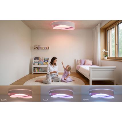 LED димируемо таванно осветително тяло SMART GALAXY MODERN LED/24W/230V 3000-6500K пр. 55 см бяло/лилаво + дистанционно управление