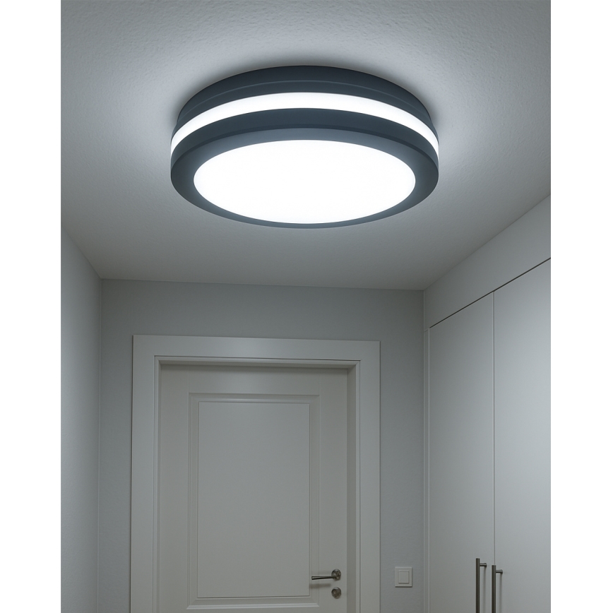LED таванно осветително тяло със сензор за движение LED/20W/230V 3000/4000/6500K диаметър 230 cm IP54 антрацит