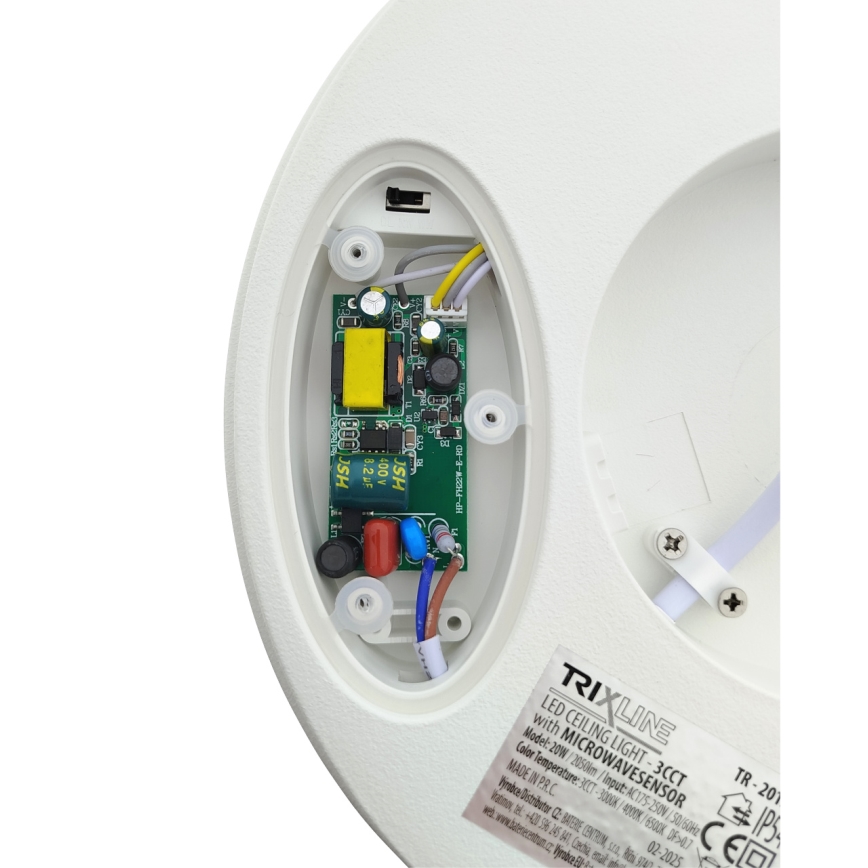 LED таванно осветително тяло със сензор за движение LED/20W/230V 3000/4000/6500K пр. 230 см IP54 сиво