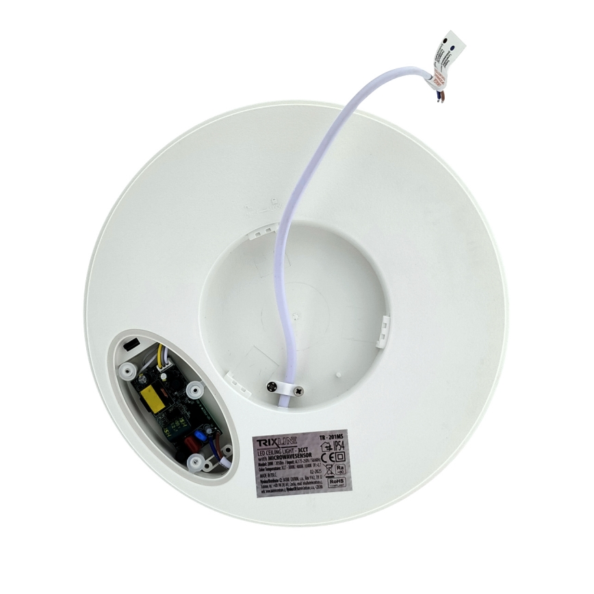 LED таванно осветително тяло със сензор за движение LED/20W/230V 3000/4000/6500K пр. 230 см IP54 сиво