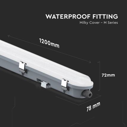 LED техническо тръбно осветително тяло с аварийен модул LED/36W/230V 6500K IP65 2200 mAh 120 cm