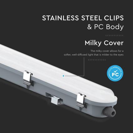 LED техническо тръбно осветително тяло с аварийен модул LED/36W/230V 6500K IP65 2200 mAh 120 cm