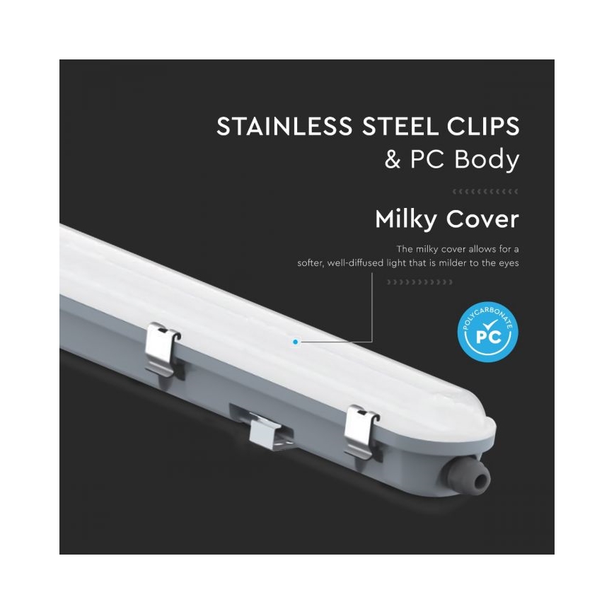 LED техническо флуоресцентно осветително тяло с аварийен модул LED/48W/230V 6500K IP65 2200 mAh 150 cm