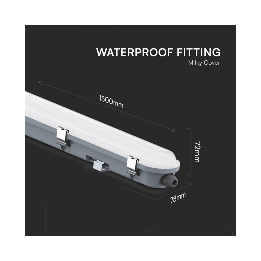 LED техническо флуоресцентно осветително тяло с аварийен модул LED/48W/230V 6500K IP65 2200 mAh 150 cm