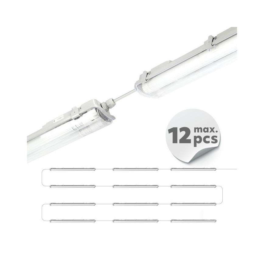 LED техническо осветително тяло T8 за тръбни лампи, 2xG13/18W/230V, 6500K, IP65, 127 cm