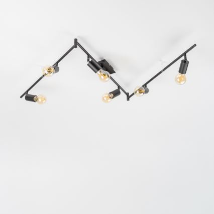 LED точково осветително тяло 6xE27/6,5W/230V черно