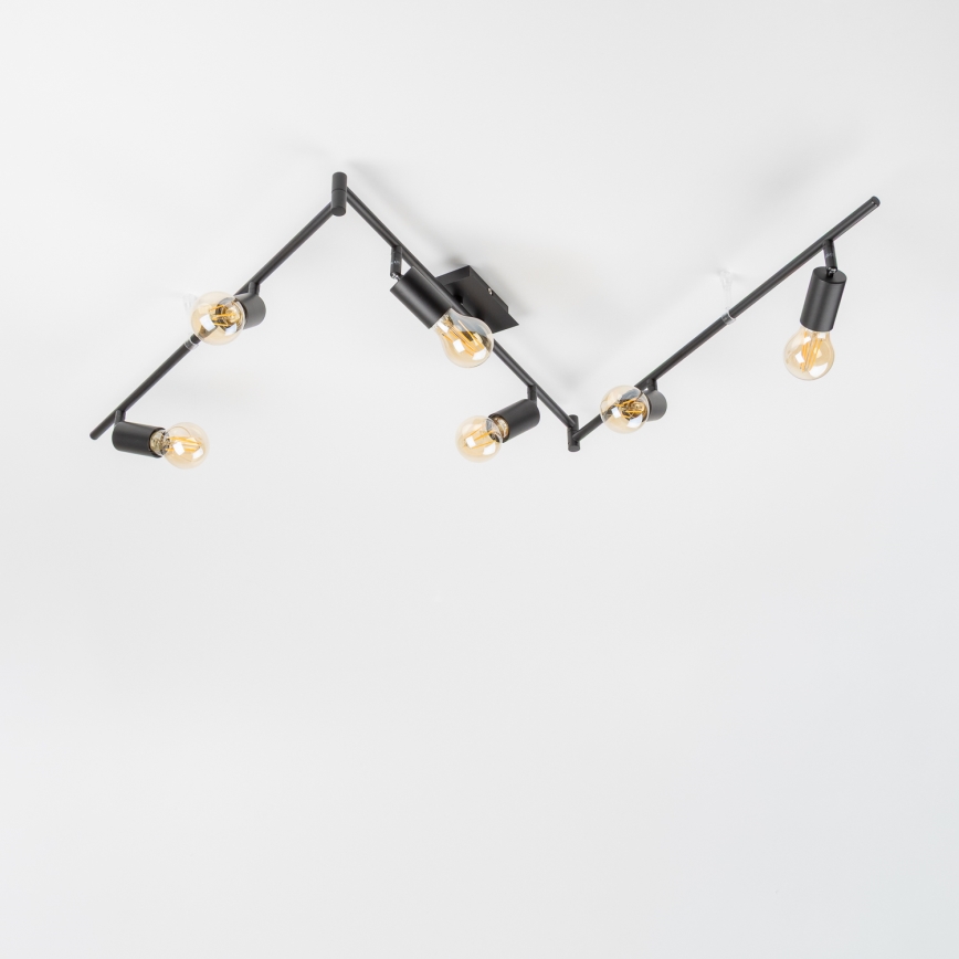 LED точково осветително тяло 6xE27/6,5W/230V черно