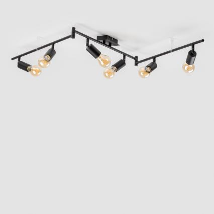 LED точково осветително тяло 6xE27/6,5W/230V черно