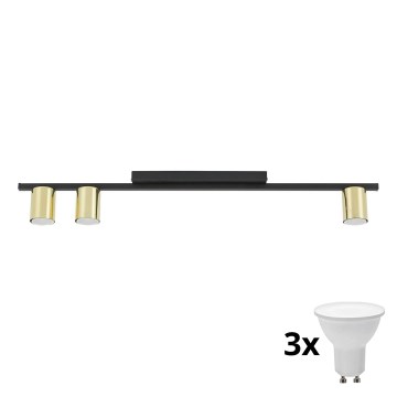 LED точково осветително тяло LOGAN 3xGU10/10W/230V черно/златно