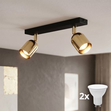 LED точково осветително тяло TOP 2xGU10/10W/230V черно/златно