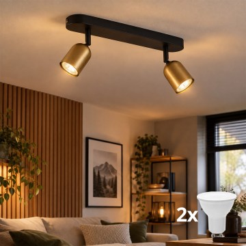LED точково осветително тяло TOP 2xGU10/10W/230V златисто/черно