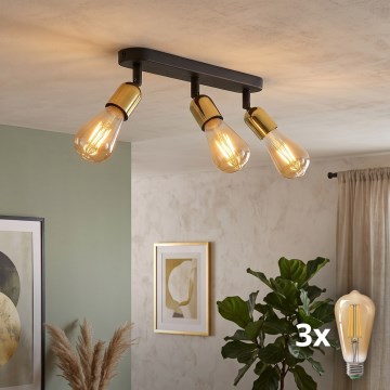 LED точково осветително тяло TOP 3xE27/15W/230V черно/златно