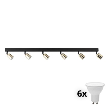 LED точково осветително тяло TOP 6xGU10/10W/230V черно/златно