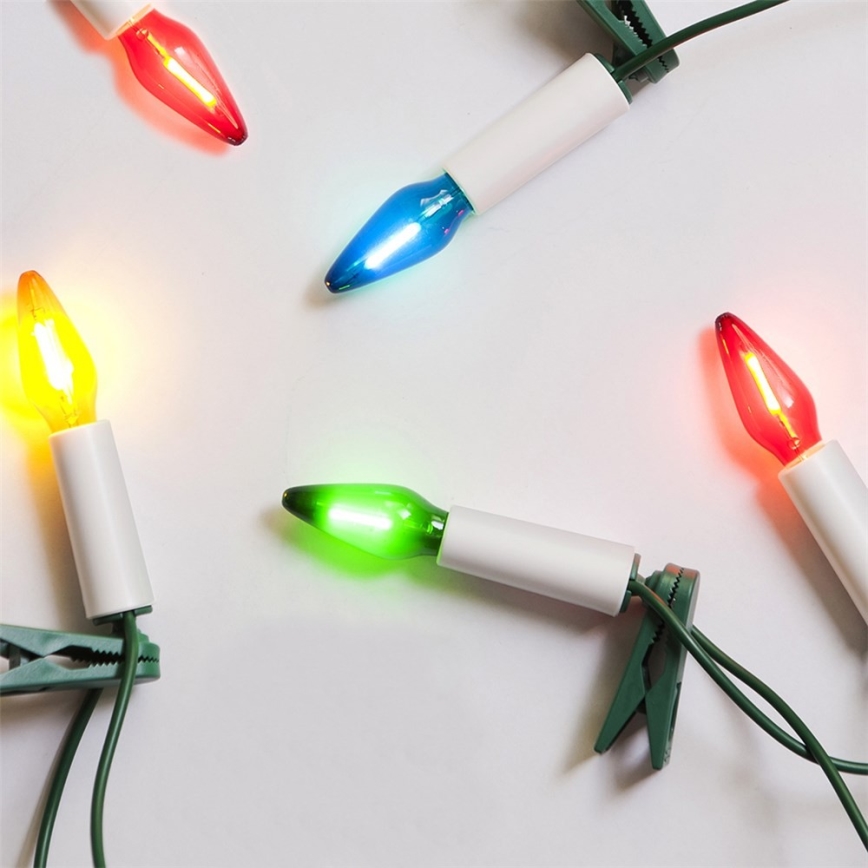 LED удължителна екстериорна коледна верига FELICIA FILAMENT 20xE10 14 м цветен/топло бял IP44, Произведено в ЕС