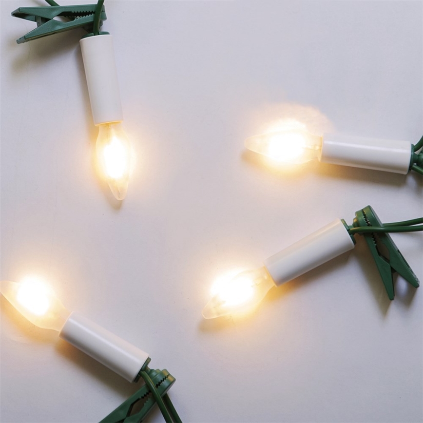 LED удължителна екстериорна коледна верига FELICIA FILAMENT 20xE10 14 м прозрачен/топло бял IP44, Произведено в ЕС