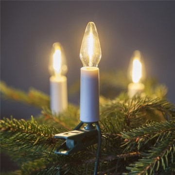LED удължителна екстериорна коледна верига FELICIA FILAMENT 20xE10 14 м прозрачен/топло бял IP44, Произведено в ЕС