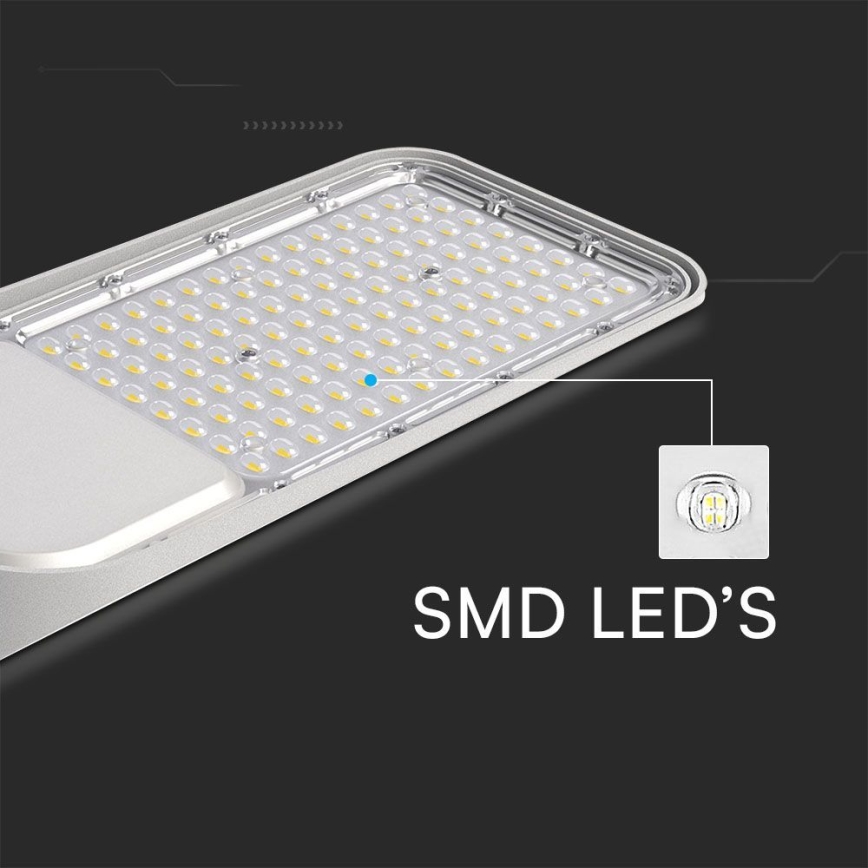 LED улична лампа със сензор за здрач SAMSUNG CHIP LED/100W/230V 4000K IP65 сива