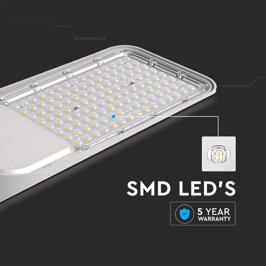LED улична лампа със сензор за здрач SAMSUNG CHIP LED/100W/230V 6500K IP65 сива