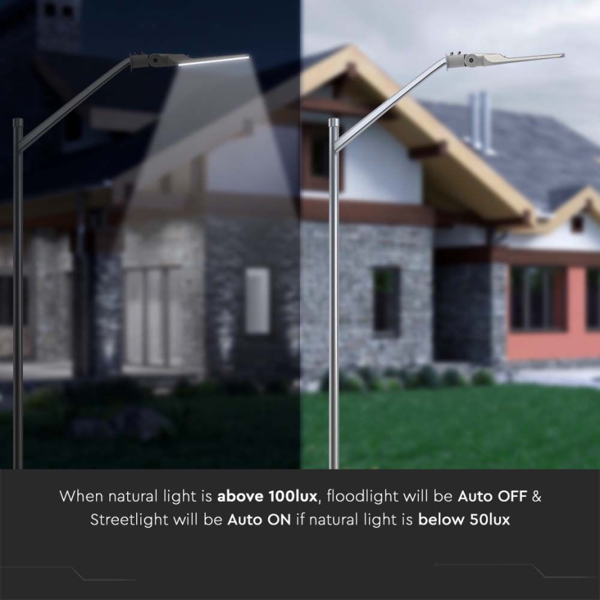 LED улична лампа със сензор и чип SAMSUNG, 30 W, 230 V, 6500 K, IP65