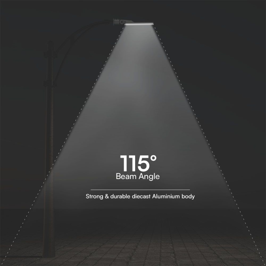 LED улична лампа със сензор за здрач SAMSUNG CHIP LED/100W/230V 4000K IP65 сива