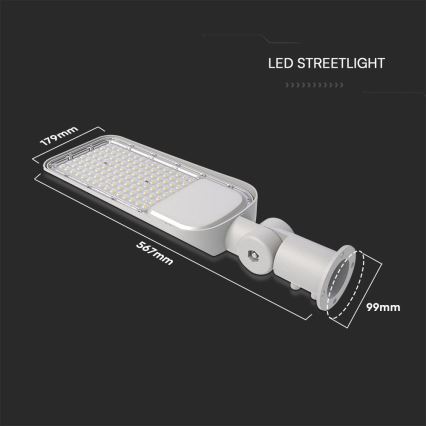 LED улична лампа със сензор за здрач SAMSUNG CHIP LED/100W/230V 4000K IP65 сива