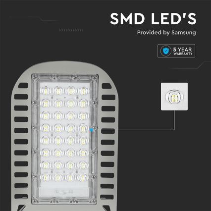 LED Улична лампа SAMSUNG CHIP LED/50W/230V 6500K сив