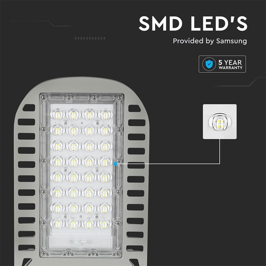 LED Улична лампа SAMSUNG CHIP LED/50W/230V 6500K сив
