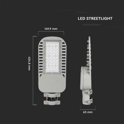 LED Улична лампа SAMSUNG CHIP LED/50W/230V 6500K сив