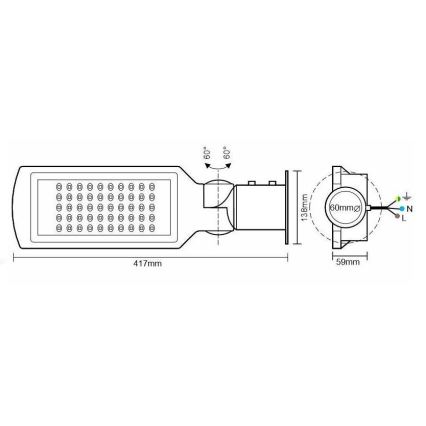 LED Улична лампа със сензор LED/50W/170-400V IP65
