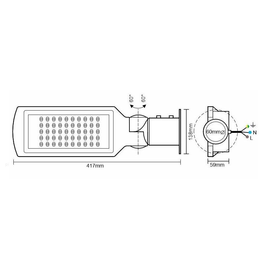 LED Улична лампа със сензор LED/50W/170-400V IP65