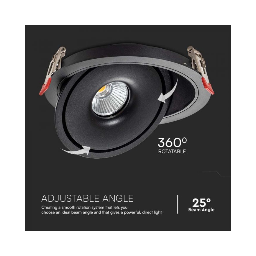 LED Вградена точкова лампа LED/12W/230V 3000/4000/6400K диаметър 12 см черна