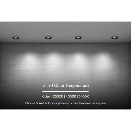 LED Вградено осветително тяло LED/18W/230V 3000/4000/6400K Ø 10,6 см черно