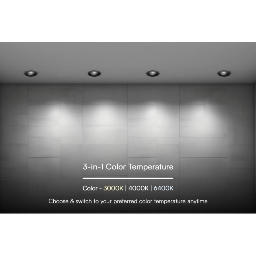 LED Вградено осветително тяло LED/18W/230V 3000/4000/6400K Ø 10,6 см черно