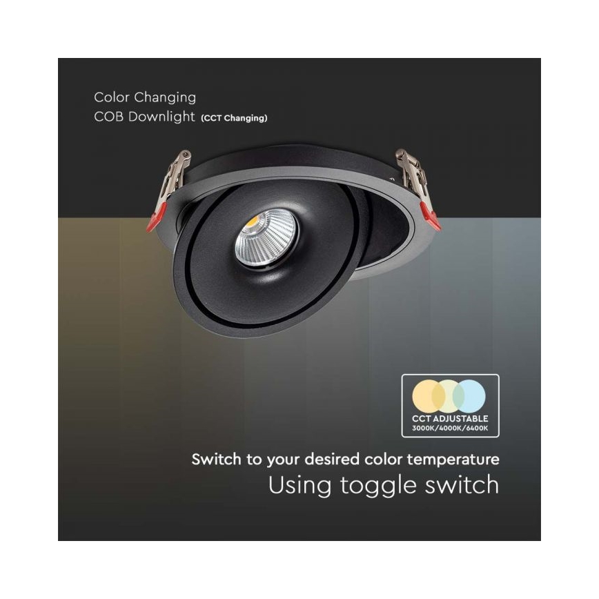 LED Вградена точкова лампа LED/20W/230V 3000/4000/6400K Ø 16,5 см черен