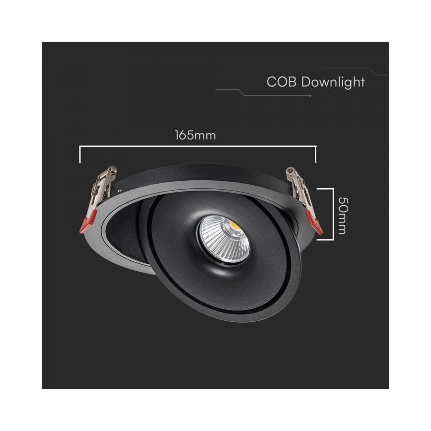 LED Вградена точкова лампа LED/20W/230V 3000/4000/6400K Ø 16,5 см черен