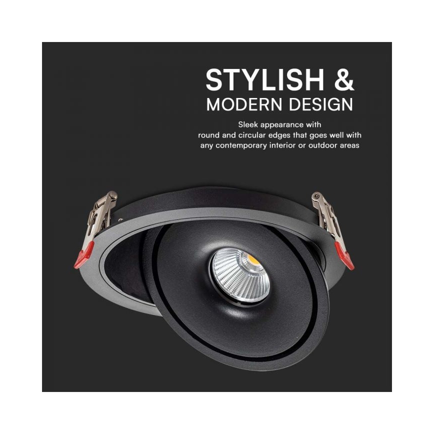 LED Вградена точкова лампа LED/20W/230V 3000/4000/6400K Ø 16,5 см черен