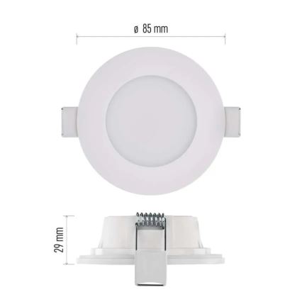 LED Вградено осветително тяло за баня LORI LED/4,5W/230V IP65 2700/4000K Ø 8,5 см бяло
