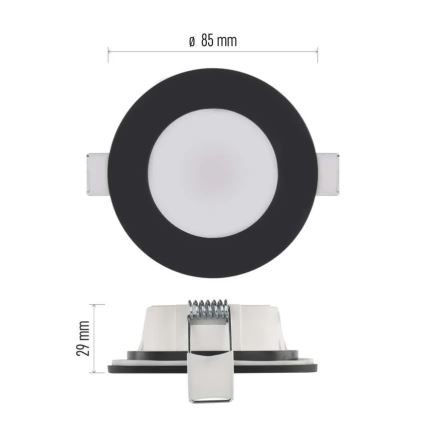 LED Вградено осветително тяло за баня LORI LED/4,5W/230V IP65 2700/4000K диаметър 8,5 см черно