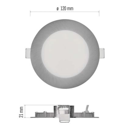 LED вградено осветително тяло NEXXO LED/7W/230V 3000/3500/4000K сребристо Ø 12 см