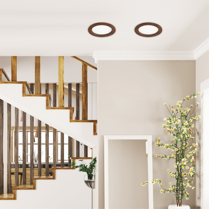 LED Вградена лампа WOODY SPOT LED/16,5W/230V 4000K череша Ø 18,5 см