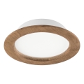 LED Вградено осветително тяло WOODY SPOT LED/16,5W/230V 4000K орех Ø 18,5 см