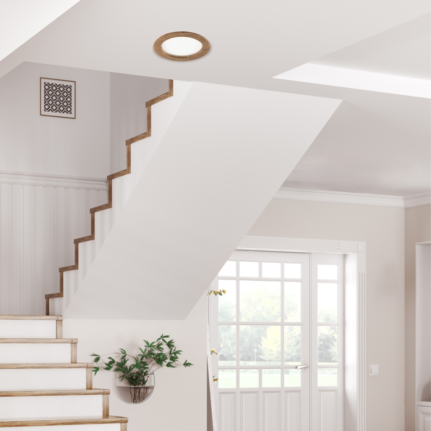 LED Вградено осветително тяло WOODY SPOT LED/16,5W/230V 4000K орех Ø 18,5 см