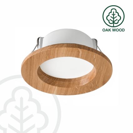 LED Вградено осветително тяло WOODY SPOT LED/5,5W/230V 4000K дъб Ø 10 см