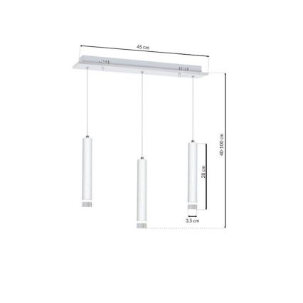 LED Висящ полилей ALBA 3xLED/15W/230V бял
