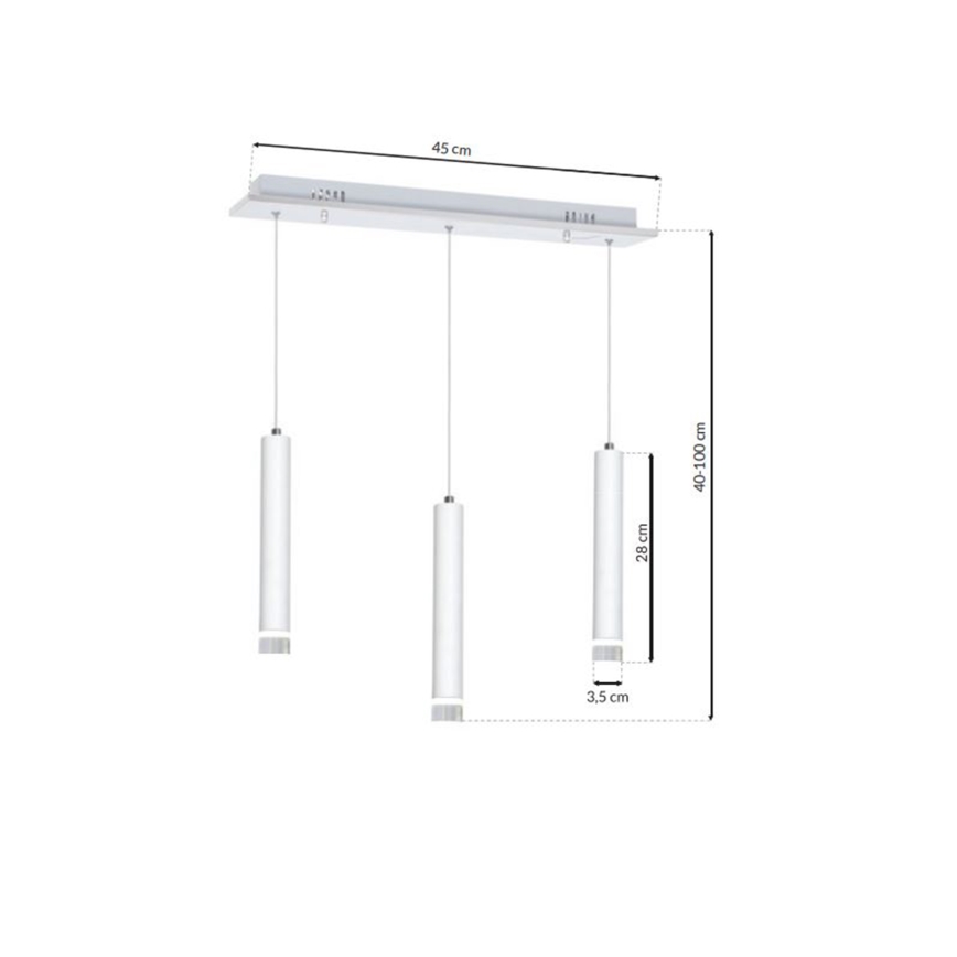 LED Висящ полилей ALBA 3xLED/15W/230V бял